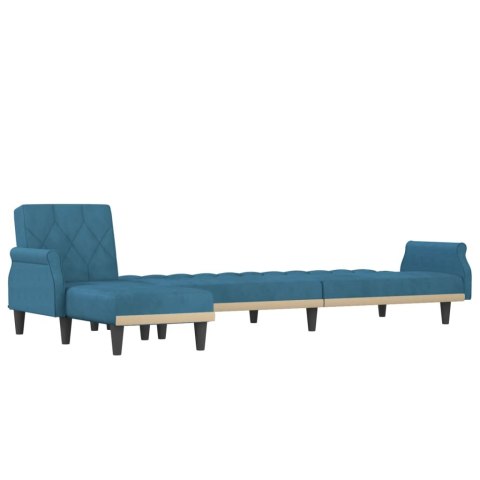  Sofa rozkładana L, niebieska, 271x140x70 cm, aksamit