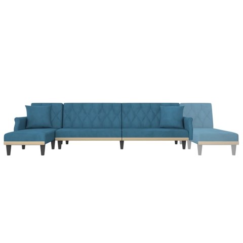  Sofa rozkładana L, niebieska, 271x140x70 cm, aksamit