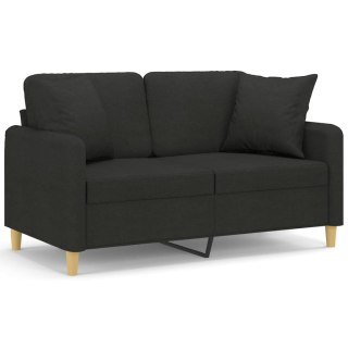  2-osobowa sofa z poduszkami, czarna, 120 cm, tkanina