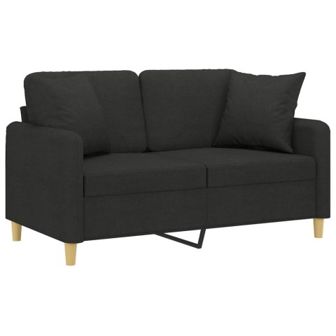  2-osobowa sofa z poduszkami, czarna, 120 cm, tkanina