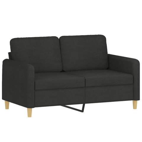  2-osobowa sofa z poduszkami, czarna, 120 cm, tkanina