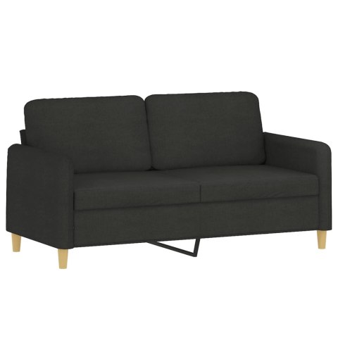  2-osobowa sofa z poduszkami, czarna, 140 cm, tkanina