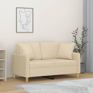  2-osobowa sofa z poduszkami, kremowa, 120 cm, tkanina