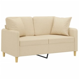  2-osobowa sofa z poduszkami, kremowa, 120 cm, tkanina