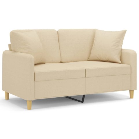  2-osobowa sofa z poduszkami, kremowa, 120 cm, tkanina