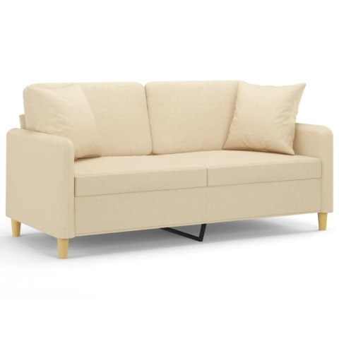  2-osobowa sofa z poduszkami, kremowa, 140 cm, tkanina