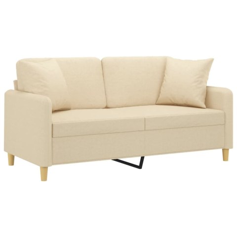  2-osobowa sofa z poduszkami, kremowa, 140 cm, tkanina