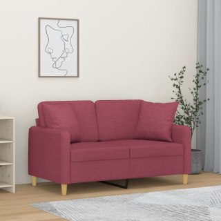  2-osobowa sofa z poduszkami, winna czerwień, 120 cm, tkanina