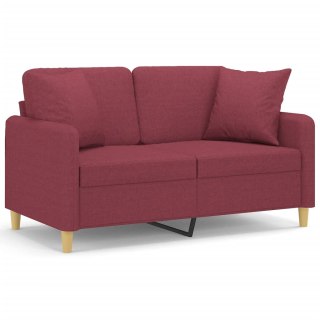  2-osobowa sofa z poduszkami, winna czerwień, 120 cm, tkanina