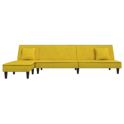  Sofa rozkładana L, żółta, 255x140x70 cm, aksamit