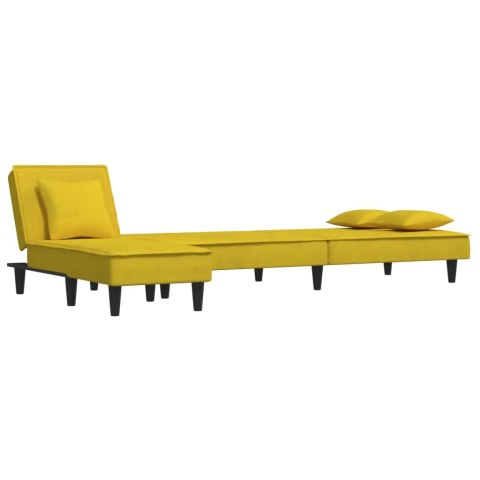  Sofa rozkładana L, żółta, 255x140x70 cm, aksamit