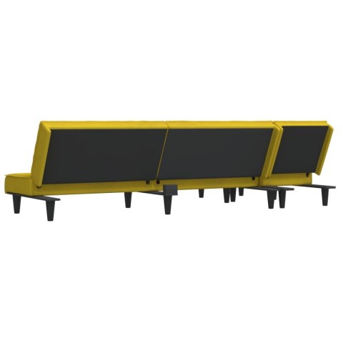  Sofa rozkładana L, żółta, 255x140x70 cm, aksamit