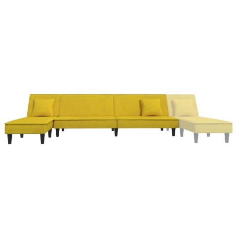  Sofa rozkładana L, żółta, 255x140x70 cm, aksamit