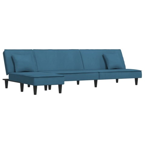  Sofa rozkładana w kształcie L, niebieska, 255x140x70, aksamit