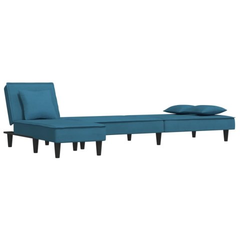  Sofa rozkładana w kształcie L, niebieska, 255x140x70, aksamit