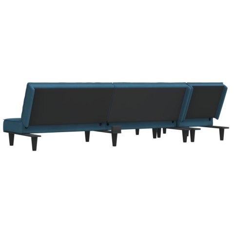  Sofa rozkładana w kształcie L, niebieska, 255x140x70, aksamit