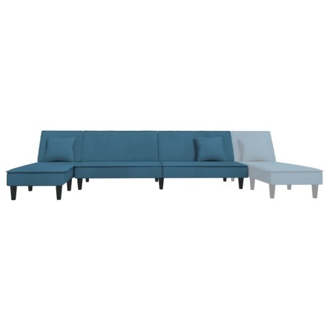  Sofa rozkładana w kształcie L, niebieska, 255x140x70, aksamit