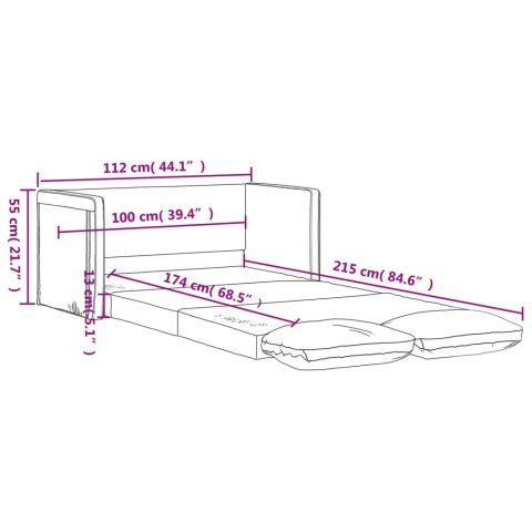  Sofa podłogowa 2-w-1, niebieska, 112x174x55 cm, tkanina