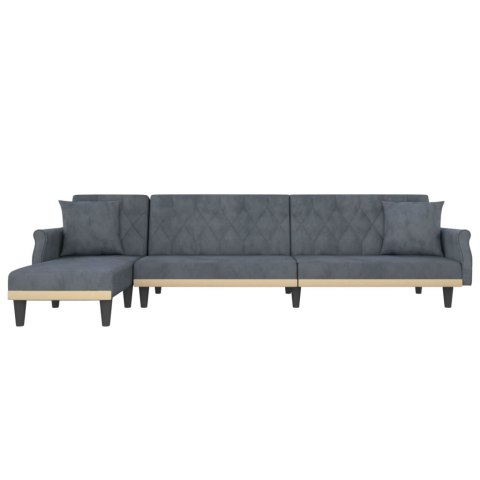  Sofa rozkładana L, ciemnoszara, 271x140x70 cm, aksamit