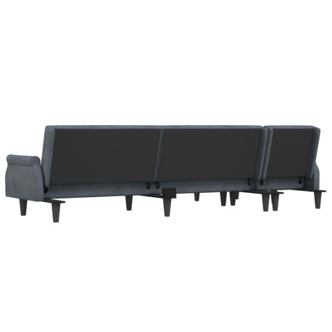  Sofa rozkładana L, ciemnoszara, 271x140x70 cm, aksamit