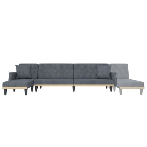  Sofa rozkładana L, ciemnoszara, 271x140x70 cm, aksamit