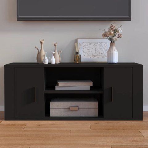  Szafka pod TV, czarna, 100x35x40 cm, materiał drewnopochodny