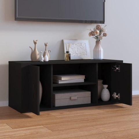  Szafka pod TV, czarna, 100x35x40 cm, materiał drewnopochodny