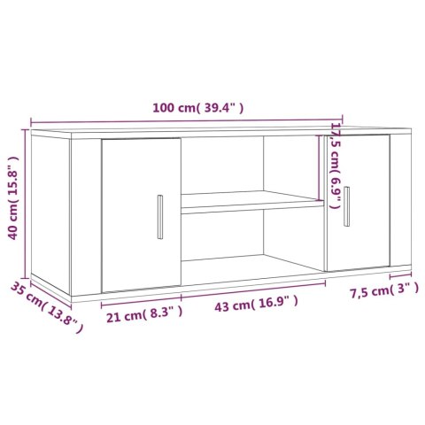  Szafka pod TV, czarna, 100x35x40 cm, materiał drewnopochodny