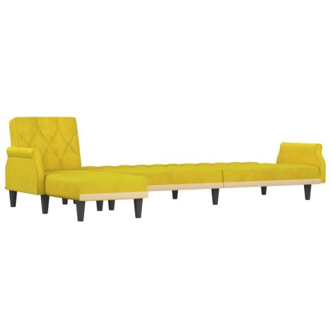  Sofa rozkładana L, żółta, 271x140x70 cm, aksamit