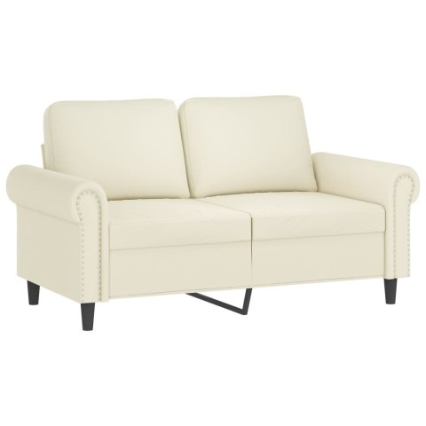  2-osobowa sofa z poduszkami, kremowa, 120 cm, aksamit