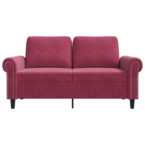  Sofa 2-osobowa, winna czerwień, 120 cm, tapicerowana aksamitem