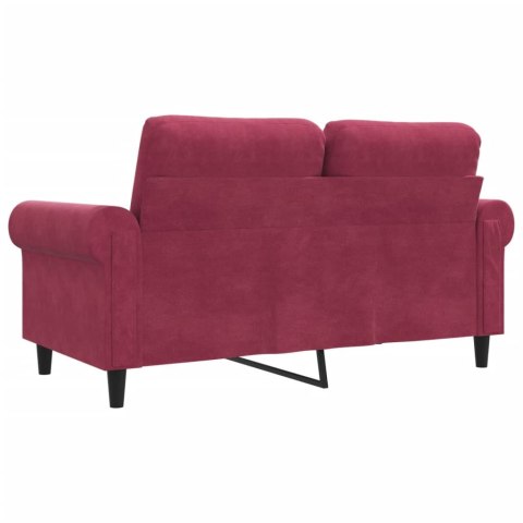  Sofa 2-osobowa, winna czerwień, 120 cm, tapicerowana aksamitem