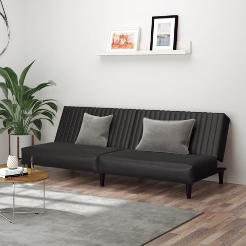  2-osobowa sofa, czarna, sztuczna skóra