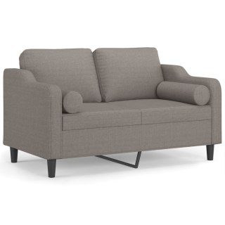  2-osobowa sofa z poduszkami, kolor taupe, 120 cm, tkanina