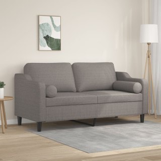  2-osobowa sofa z poduszkami, kolor taupe, 140 cm, tkanina