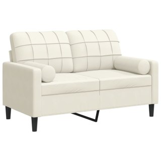  2-osobowa sofa z poduszkami, kremowa, 120 cm, aksamit