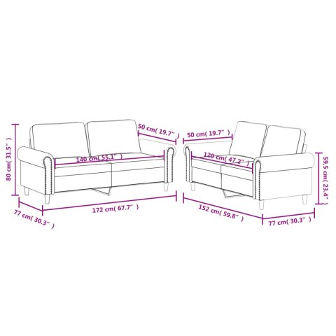  2-osobowa sofa z poduszkami, kremowa, sztuczna skóra