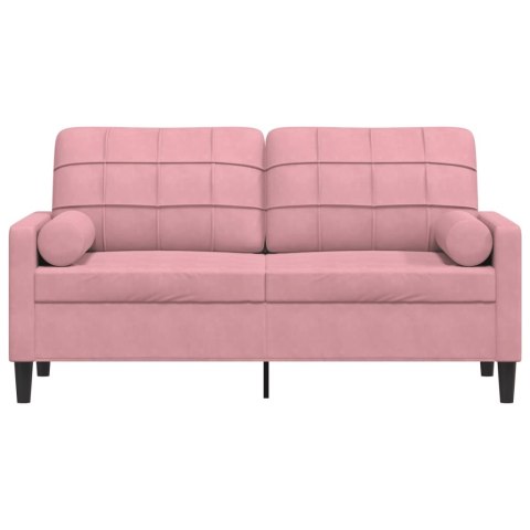  2-osobowa sofa z poduszkami, różowa, 140 cm, aksamit