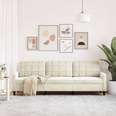  3-osobowa sofa, kremowa, 210 cm, tapicerowana aksamitem