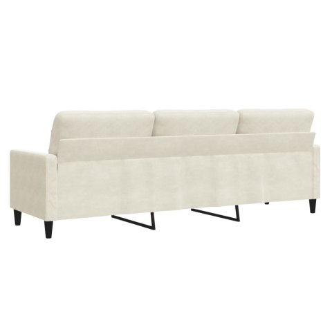  3-osobowa sofa, kremowa, 210 cm, tapicerowana aksamitem