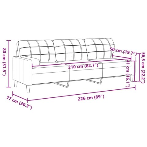  3-osobowa sofa z poduszkami, winna czerwień, 210 cm, aksamit