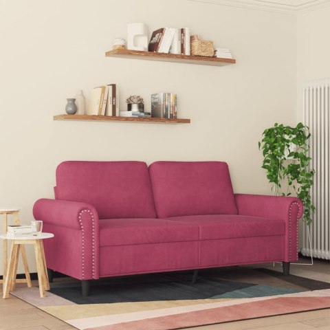  Sofa 2-osobowa, winna czerwień, 140 cm, tapicerowana aksamitem