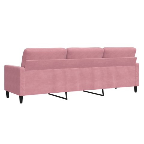  Sofa 3-osobowa, różowa, 210 cm, obita aksamitem