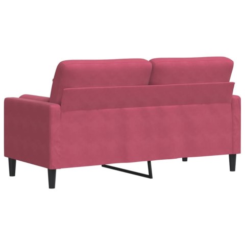  2-osobowa sofa z poduszkami, winna czerwień, 140 cm, aksamit