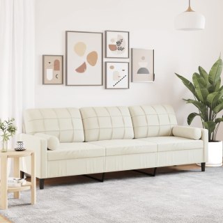  3-osobowa sofa z poduszkami, kremowa, 210 cm, aksamit