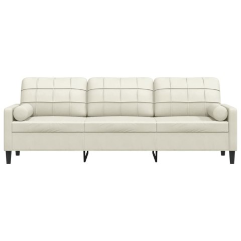  3-osobowa sofa z poduszkami, kremowa, 210 cm, aksamit