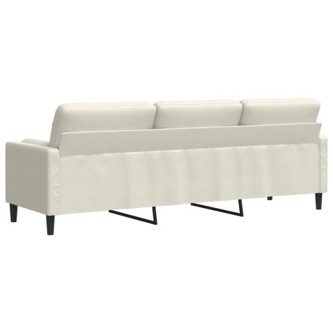  3-osobowa sofa z poduszkami, kremowa, 210 cm, aksamit