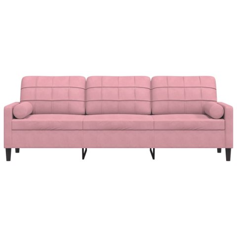  3-osobowa sofa z poduszkami, różowa, 210 cm, aksamit