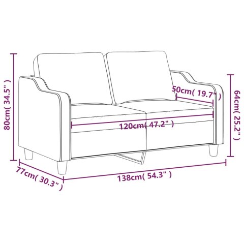  Sofa 2-osobowa, brązowa, 120 cm, tapicerowana tkaniną