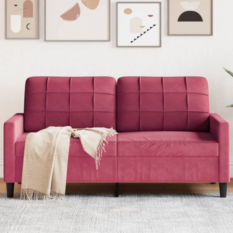  Sofa 2-osobowa, winna czerwień, 140 cm, tapicerowana aksamitem